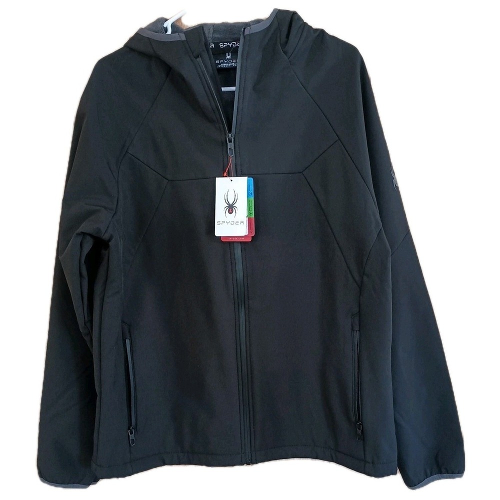 SPYDER OMSP175 Mens Full Zip Softshell Jacket Black Large NWT